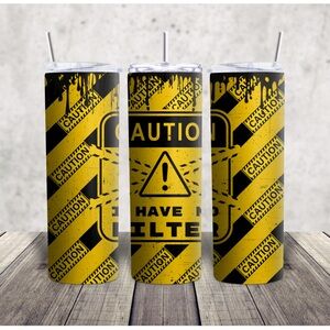 Vibrant Yellow and Black Caution Tumbler